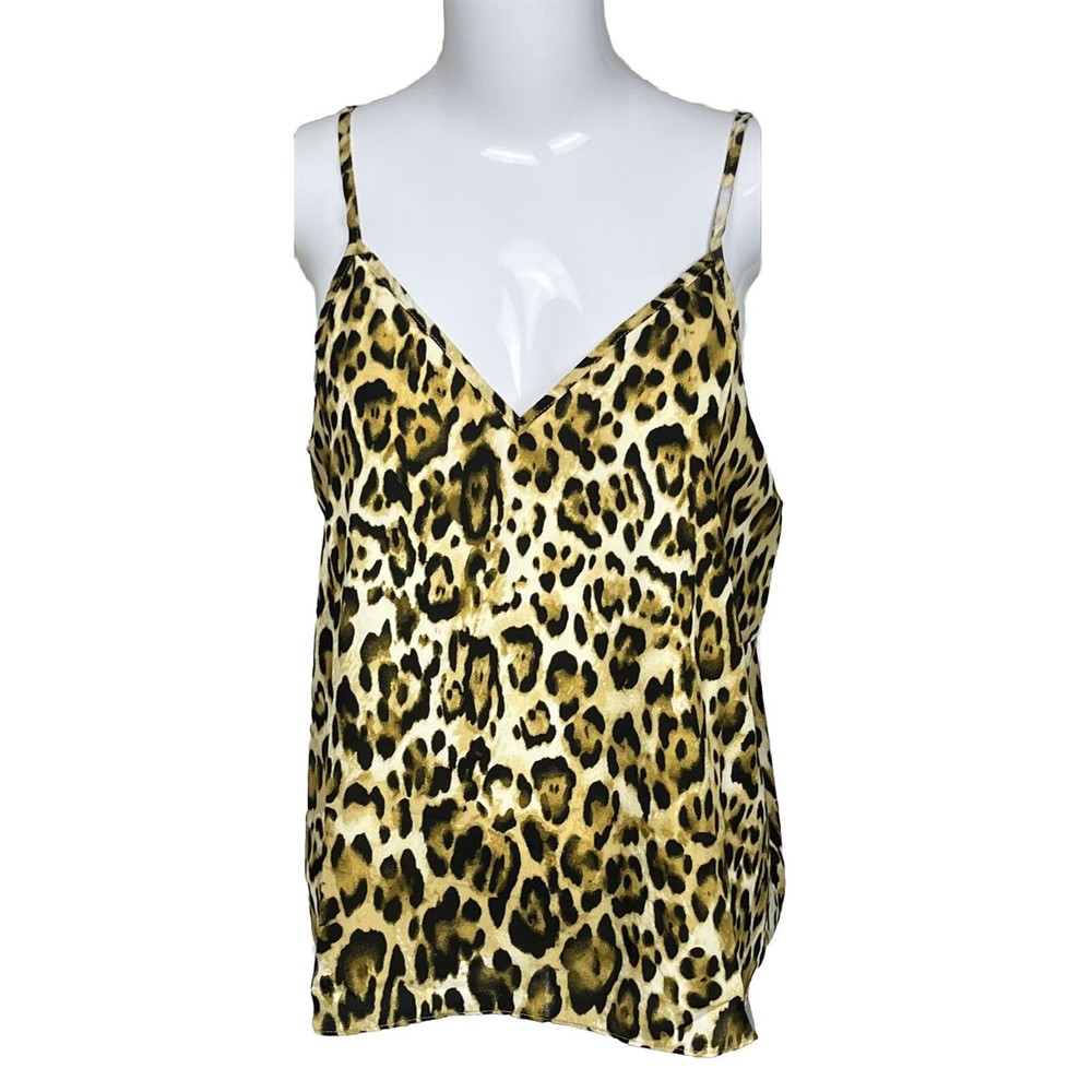 NWT Abound Cami Tank Top‎ Medium Leopard Print Camisole Lined Adjustable Straps